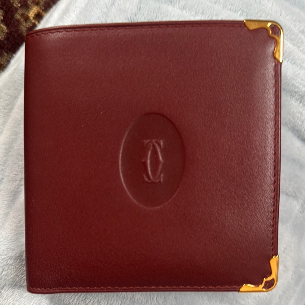 Vintage Cartier Burgundy Mens Bifold Wallet - Picture 5 of 6